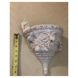 CERAMIC WALL POCKET, FRUIT AND BIRD MOTIF,