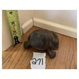 CAST IRON FROG DOORSTOP, MARKED 'FROM THE IRON