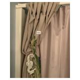 SHOWER CURTAIN SET W/ EMBROIDERED FERN MOTIF,