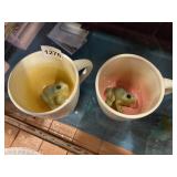 CERAMIC MUGS W/ INTERNAL FROG FIGURES, MARKED
