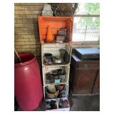 VTG WOODEN CRATES (2), ORANGE CONE, WORK LIGHTS