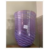 ART GLASS VASE, PURPLE AND BLUE SWIRL PATTERN,
