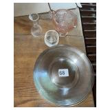 VTG PINK DEPRESSION GLASS CREAMER, CLEAR GLASS