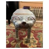 HAND CARVED WOOD TIGER STOOL, PAINTED STRIPED