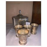 SILVER-TONE METAL ICE BUCKET W/ LID, MATCHING