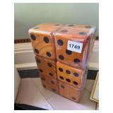 WOODEN YARD DICE (6), SEALED IN PLASTIC.