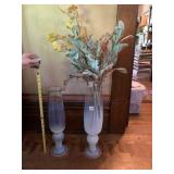 OPALESCENT GLASS VASES (2), TRUMPET SHAPE,