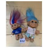TROLL DOLLS (2), ONE WEARING ALL AMERICAN SHIRT,
