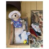 VTG PLUSH BEAR WEARING HAT AND DRESS, INCLUDES