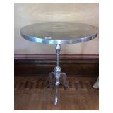 STAINLESS STEEL TABLE, TRIPOD BASE, ROUND