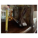 AMBER GLASS DECANTER, BOTTLE FORM W/ ANGLED
