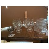 VTG GLASS EGG CUPS (4), GLASS CANDLE HOLDER,