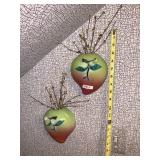 PR CERAMIC PEACH SHAPED WALL POCKETS W/ FAUX