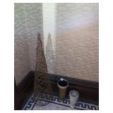 WIRE CONE TOPIARY FORM, TALL METALLIC VASE, SMALL