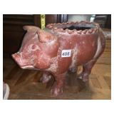 TERRACOTTA PIG PLANTER, SCALLOPED RIM.