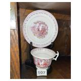 VTG SUNDERLAND LUSTER CUP AND SAUCER, PINK LUSTER