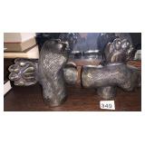 BRONZE-TONE METAL BEAR PAW BOOKENDS, DATED MMXIV,