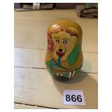 WOODEN NESTING DOLL, BEAR THEME, HAND PAINTED.