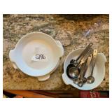 ARABIA FINLAND PORCELAIN DISHES (2) W/ STAINLESS