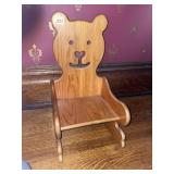 CHILDREN'S WOODEN ROCKING CHAIR, BEAR FACE CUTOUT