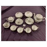 ASAHI JAPAN PORCELAIN TEA SET, FLORAL PATTERN W/