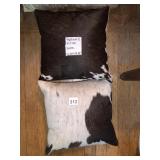 PIER 1 HIDE THROW PILLOWS, HAIR-ON-HIDE, BROWN