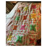 VTG CROCHETED THROW BLANKET, MULTICOLORED