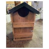 WOODEN SCREECH OWL NESTING HOUSE, HINGED DOOR, W/