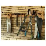 HAND SAWS (2), SLEDGE HAMMER, HACKSAW, LOPPERS