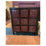 CHINESE STYLE CABINET, NINE DRAWERS, HAND PAINTED