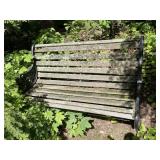 VTG GARDEN BENCH, WOOD SLATS, CAST IRON ENDS.