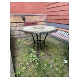MOSAIC TILE TOP BISTRO TABLE, STARBURST PATTERN,