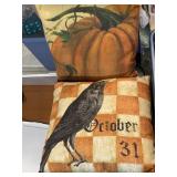 DECORATIVE HALLOWEEN PILLOWS, PUMPKIN, CROW,