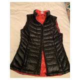 IDEOLOGY DOWN VEST, BLACK AND RED, ZIP FRONT,