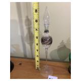 ART GLASS VASE, CLEAR GLASS W/ BLACK SPIRAL