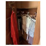 ASSORTED WOMEN'S CLOTHING INCL RED SATIN ROBE,