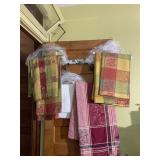 ASSORTED TABLE LINENS, CHECKERED FRUIT PATTERN