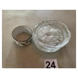 HAND-PAINTED AUSTRIAN ENAMEL NAPKIN RING, PRESSED