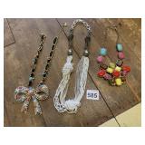 COSTUME NECKLACES, BOW DESIGN W/ CHAIN,