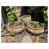 TERRACOTTA PLANTERS W/ WIRE MESH WRAP (2), GLAZED