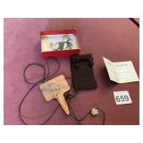 TWIGS AND HEATHER EARRINGS (3 PR), BEADED POUCH,