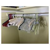 ASSORTED CLOTHES HANGERS, INCLUDES SATIN PADDED,