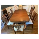 CHIPPENDALE STYLE DINING SET, MAHOGANY FINISH,