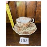VTG JAPANESE PORCELAIN FOOTED TEACUP AND SAUCER,