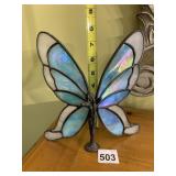 STAINED GLASS FAIRY FIGURINE, IRIDESCENT BLUE