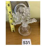 LALIQUE STYLE FROSTED GLASS PERFUME BOTTLE, LILY