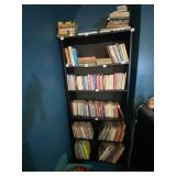 BLACK LAMINATE BOOKSHELF, FIVE SHELVES, CONTENTS