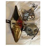 VENETIAN MASKS (3), INCL JESTER, LEOPARD, AND CAT