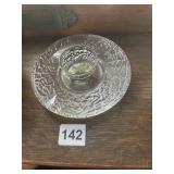 GLASS CANDLE HOLDER, TEXTURED CRACKLE FINISH,