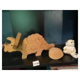 MELISSA & DOUG PLUSH BUNNY, WOODEN TRICERATOPS